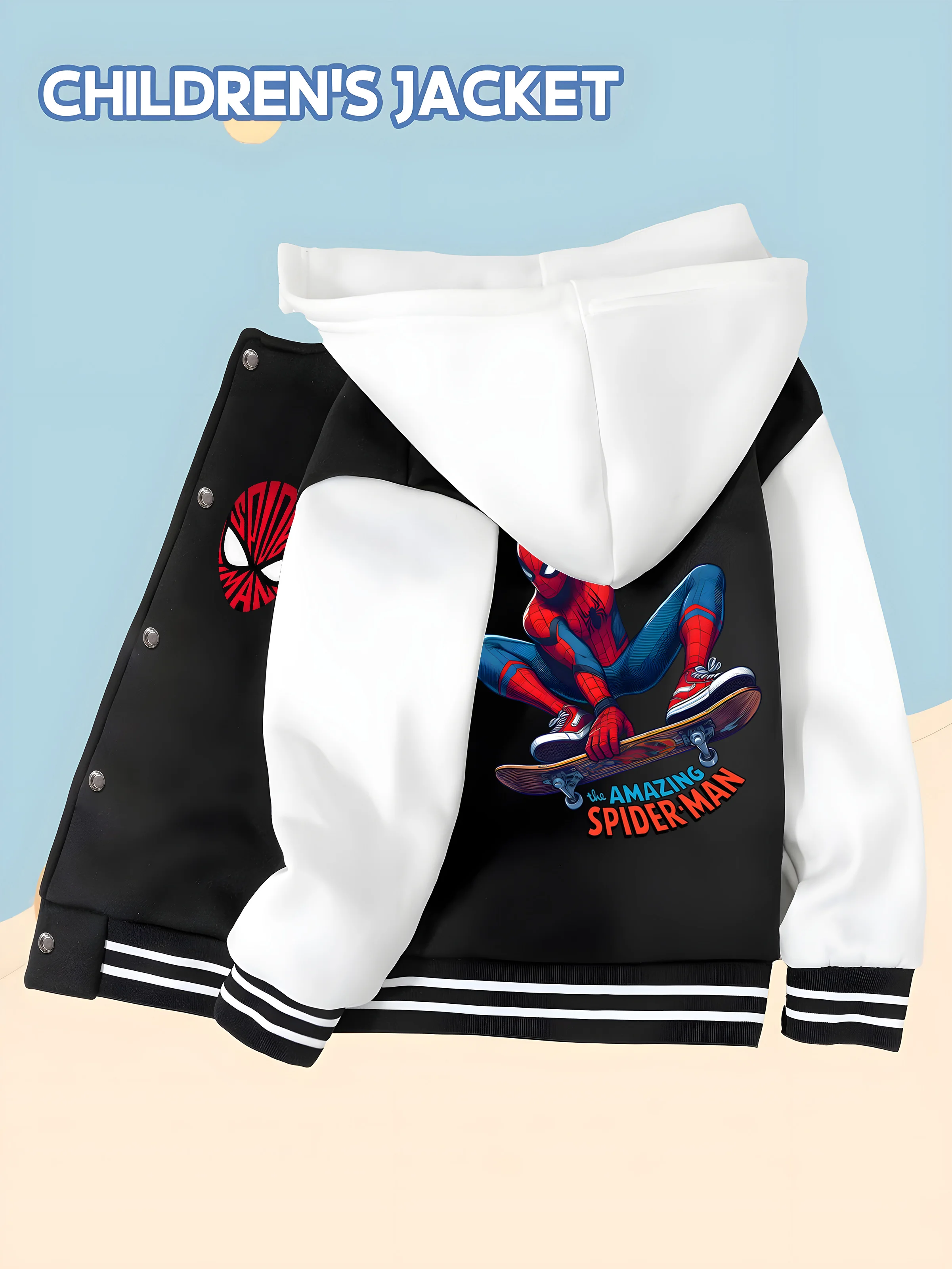 

MINISO Marvel Boys Baseball Jacket - Spider-Man Skateboard Cool Cover Trendy and Vibrant, Suitable for Trendy and Comfortable Fa