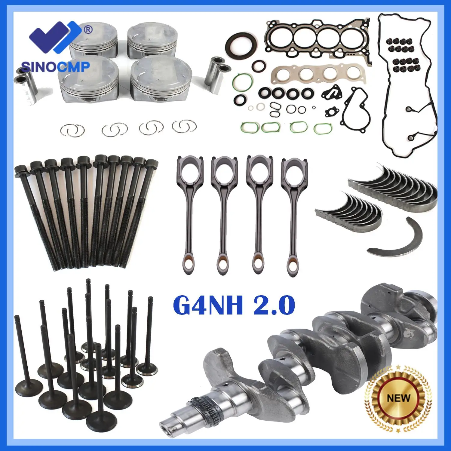 

1set Engine Rebuild Kit For 2015-2024 Hyundai Elantra Kona Tucson Veloster Forte Seltos Soul G4NH 2.0L Crankshaft Connecting Rod