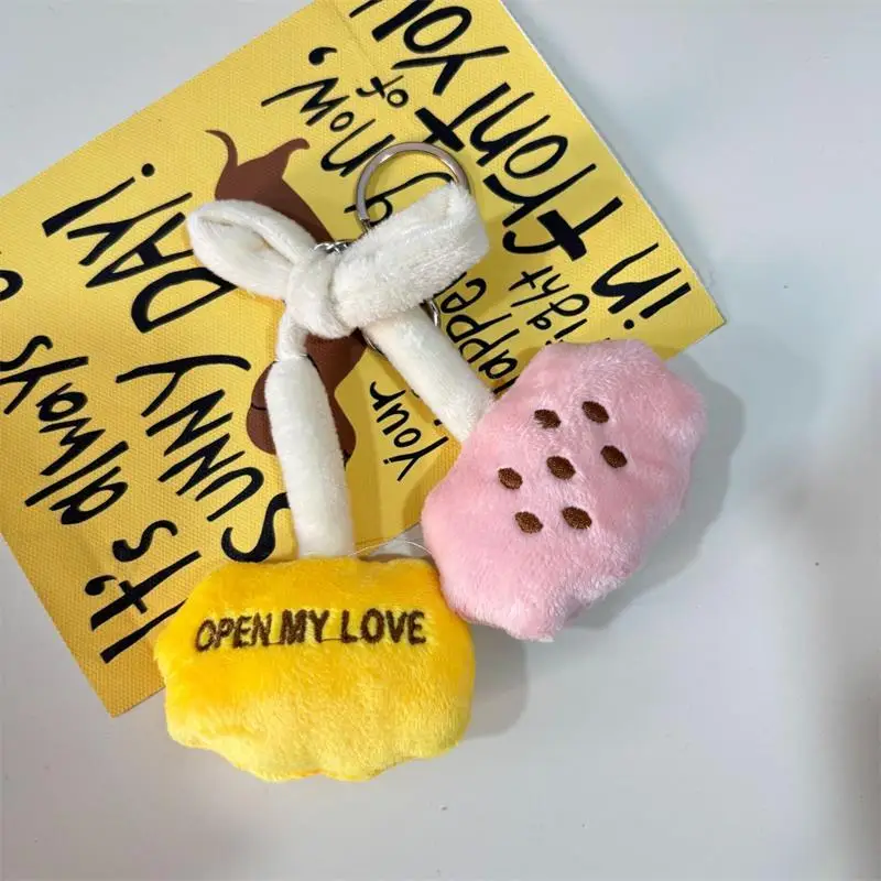 1/2 PCS Cute Cherry Bow Plush Doll Stuffed Toys Keychain Pendant Girly Bag Charms Backpack Hang Ornaments Ragdoll Gifts Keyring