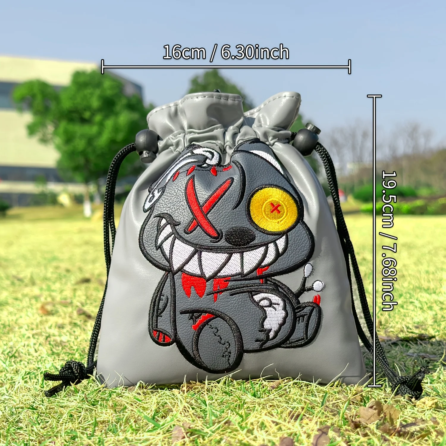Monocled Bear Style Golf Bag with Drawstring Closure, Portable Durable Faux Golf Ball & Tee Pouch with Drawstring- Perfect Gift image 6