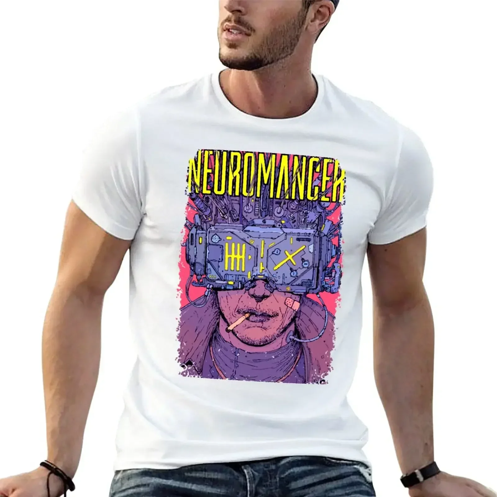 Neuromancer T-Shirt customs sublime Short sleeve tee men 2024 new arrival vintage fashion heavyweight round neck summer manga