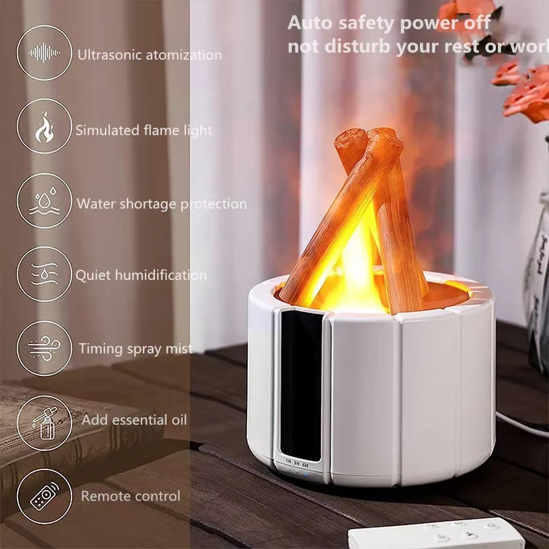 Intelligent 3D atomization simulation flame humidifier household large fog volume USB silent spray aromatherapy machine desktop