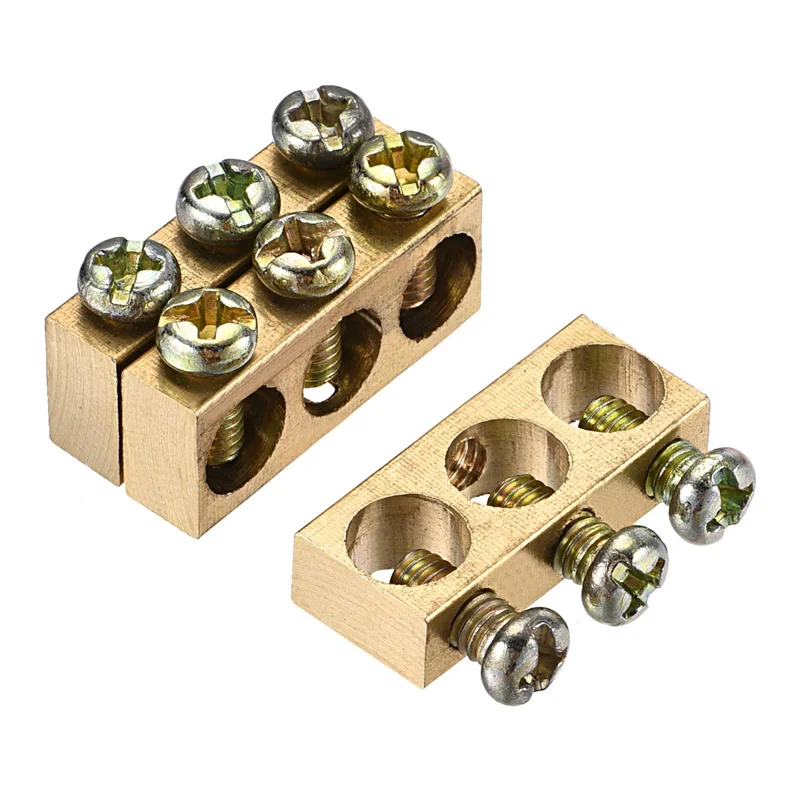 

1pcs M4*5.5 20A 3 Positions Ground Wir Copper Wire Connector With Hole Screw Brass Connection Row Zero Ground Terminal