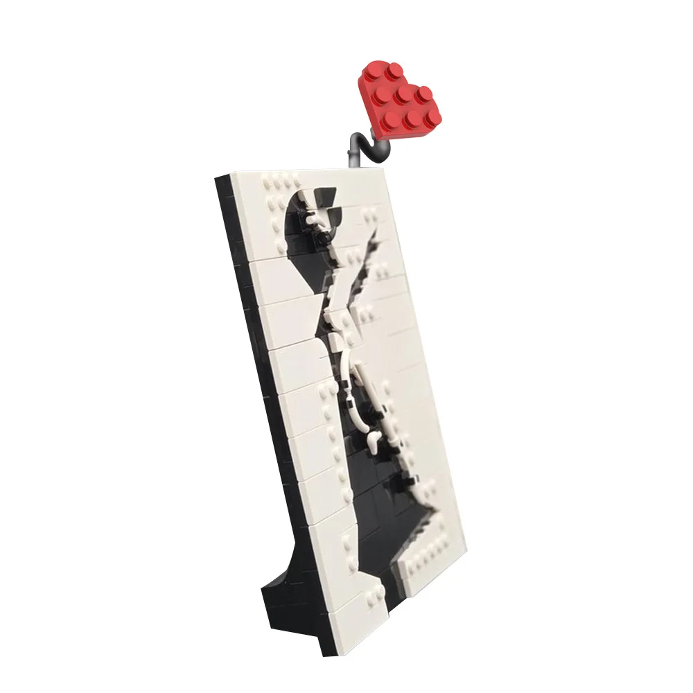 Gobricks MOC art Painting Banksyeds Flower Throw Building Blocks Model Girl with Balloon Bricks diy Assembled Toy Children Gift