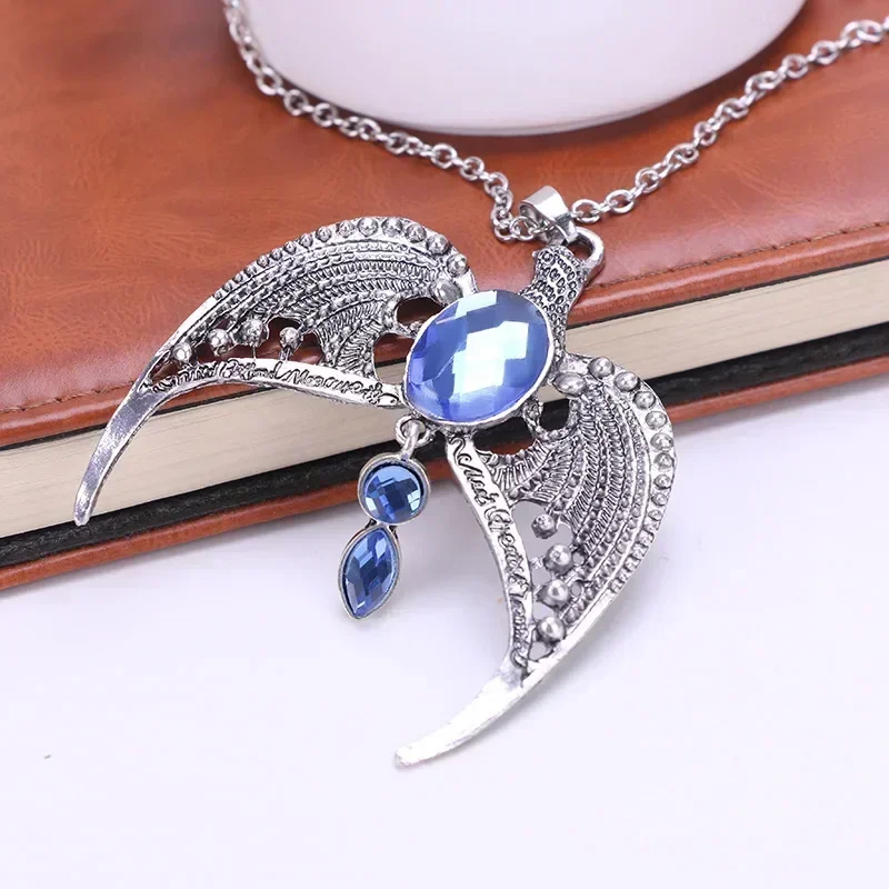 Harries Ravenclaw Charm Necklace Vintage Potters Pendant for Men Women Birthday Crystal Jewelry Eagle Crown Diadem Gift