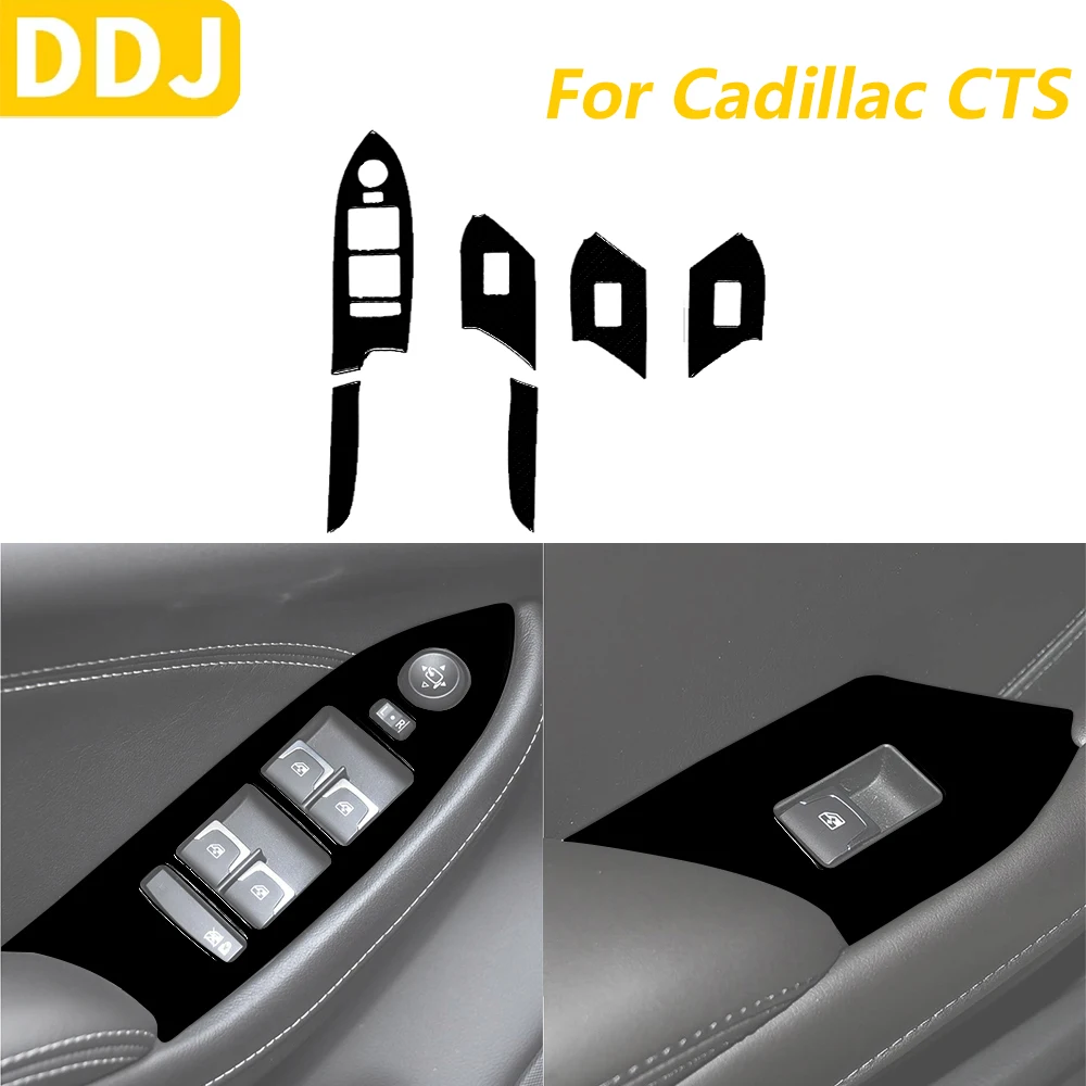 

For Cadillac CTS 2014-2019 Piano Black Door Window Lift Switch Button Control Panel Trim Cover Car Accessories Interior Sticker
