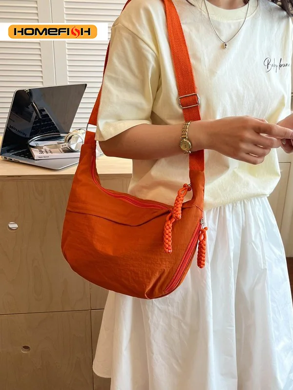 HOMEFISH New Fashion Crossbody Bags Korean Simplified Shoulder Bag Large Capacity Sports Hobos Bag Solid Color Dumpling Bag