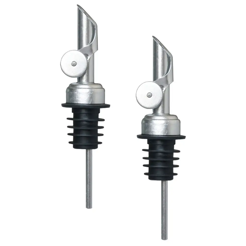 2Pcs Professional Wine Oil Pour Spout Set Stainless Steel Core Silicone Seal for 0.66-0.82in Bottles Freshness Retention Bar