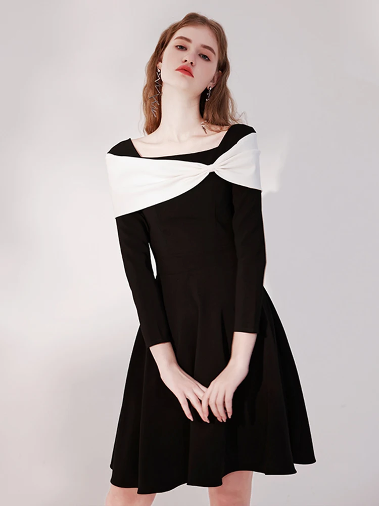 

Bla Evening Dr Women's Faionable Square Ne Par Dr Ball Gown Ele Sle Suitable for Various Ocns