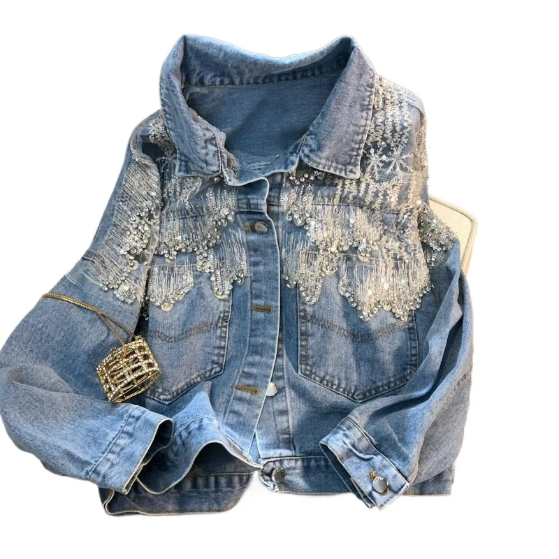 

The High-end Feeling Is Super Good-looking Retro New Chinese-style Buckle Fake Two-piece Denim Jacket Chic and Noble Temperament