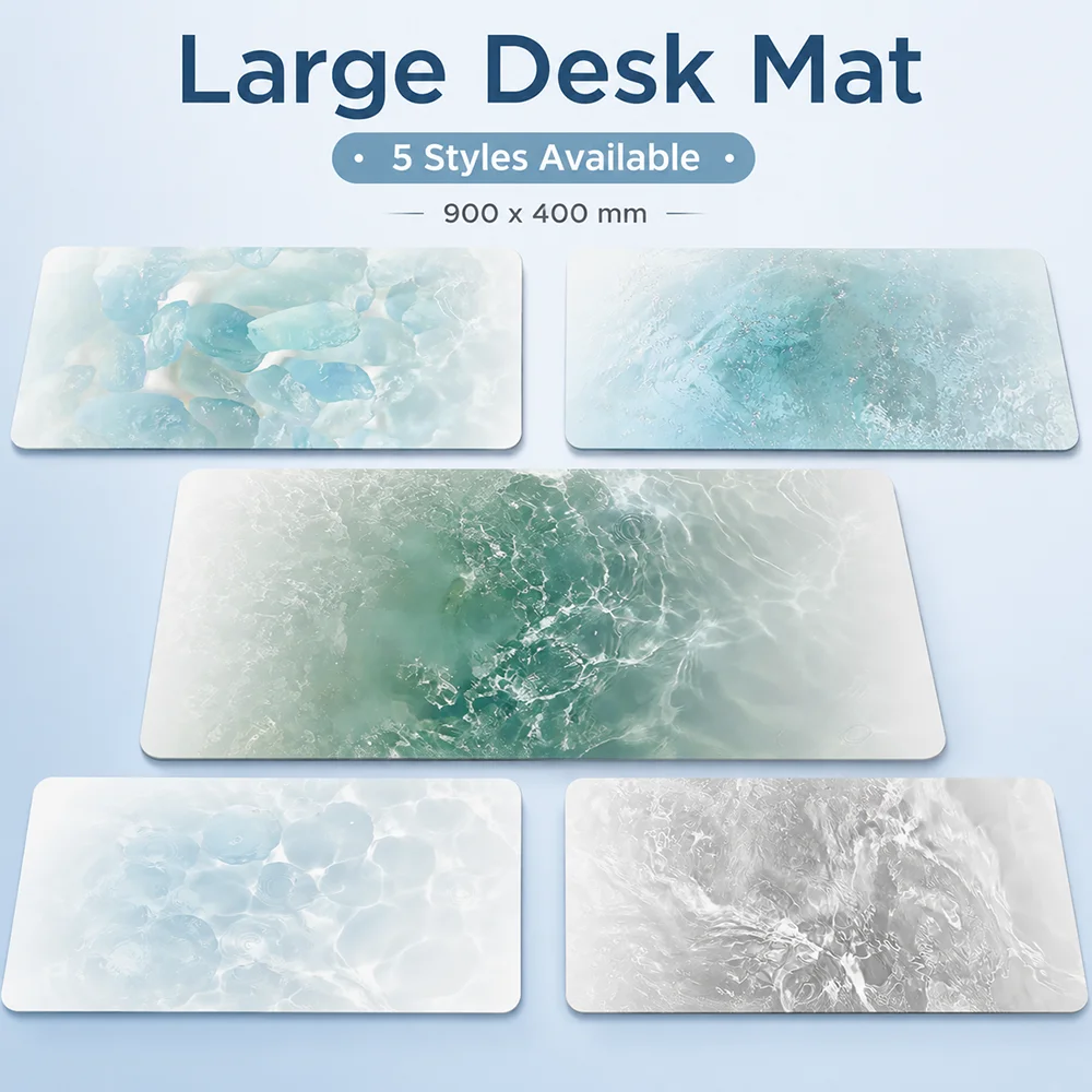 Large Water Ripple Desk Mat 900x400mm Extended Mouse Pad Soft Smooth Surface Non Slip Gaming Office Keyboard Table Mat Gift