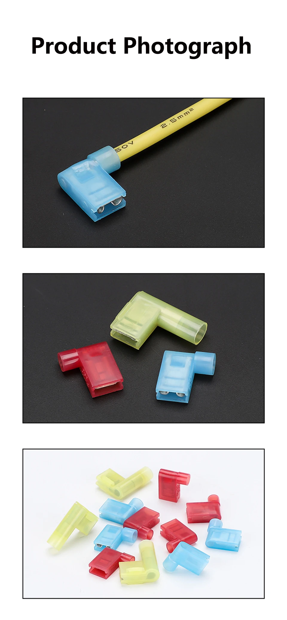 Nylon-Flachkabelklemmen FLDNY1.25/2-250 Isolierte Schnellverbinder 6.3 Stecker Rechtwinklige Klemmen Einstecktyp – Detail 6