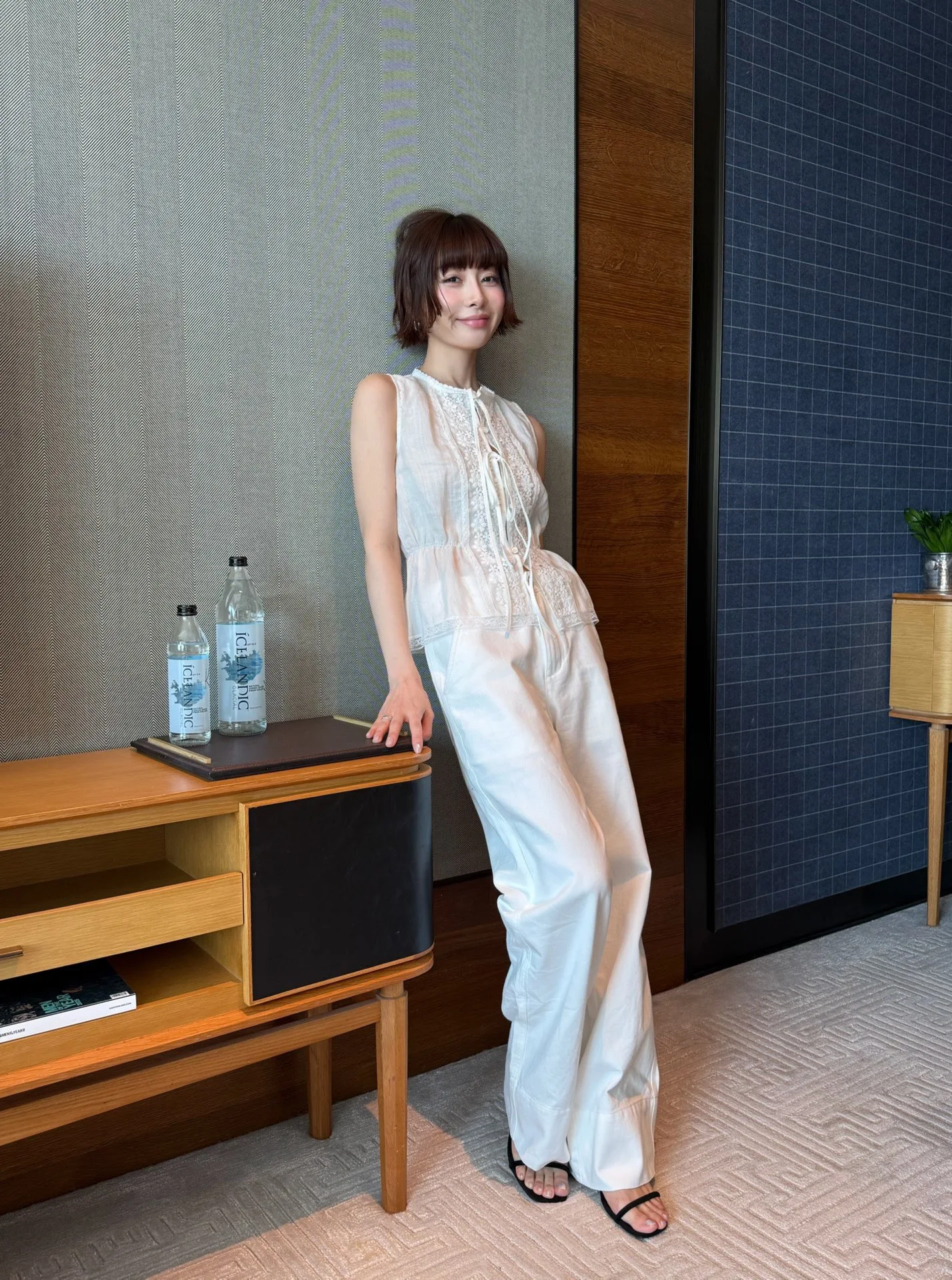 

Slimming Wide Leg Straight Casual Pants Loose Comfortable New Arrival Spring Summer Women's Cotton Trousers by Monkey Studio