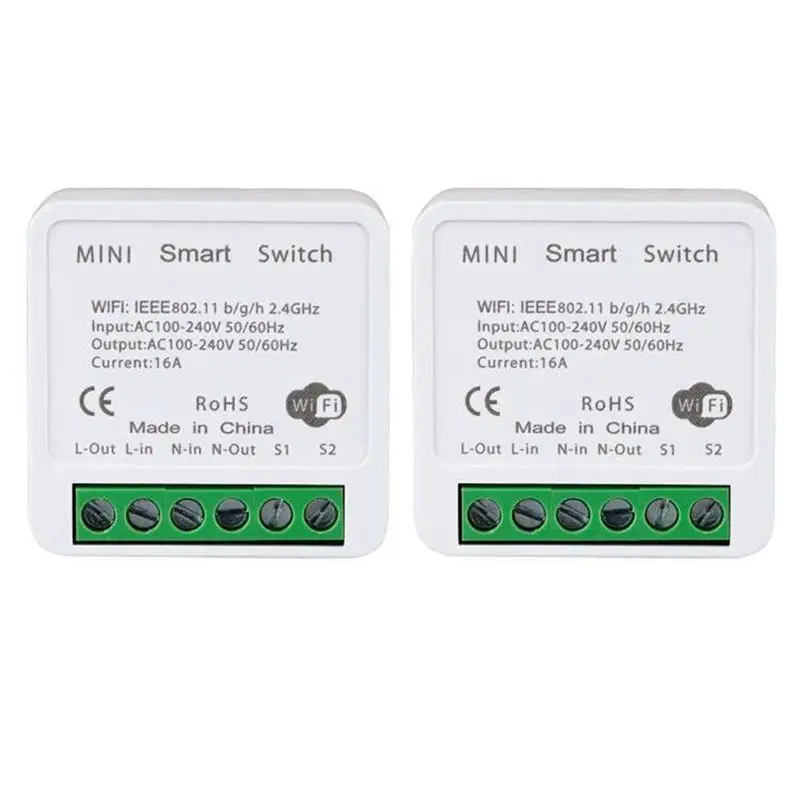 

2PCS Wifi Smart Switch Light Switch, APP Remote Control, Voice Control, LAN Control, 2 Way 16A-B51B