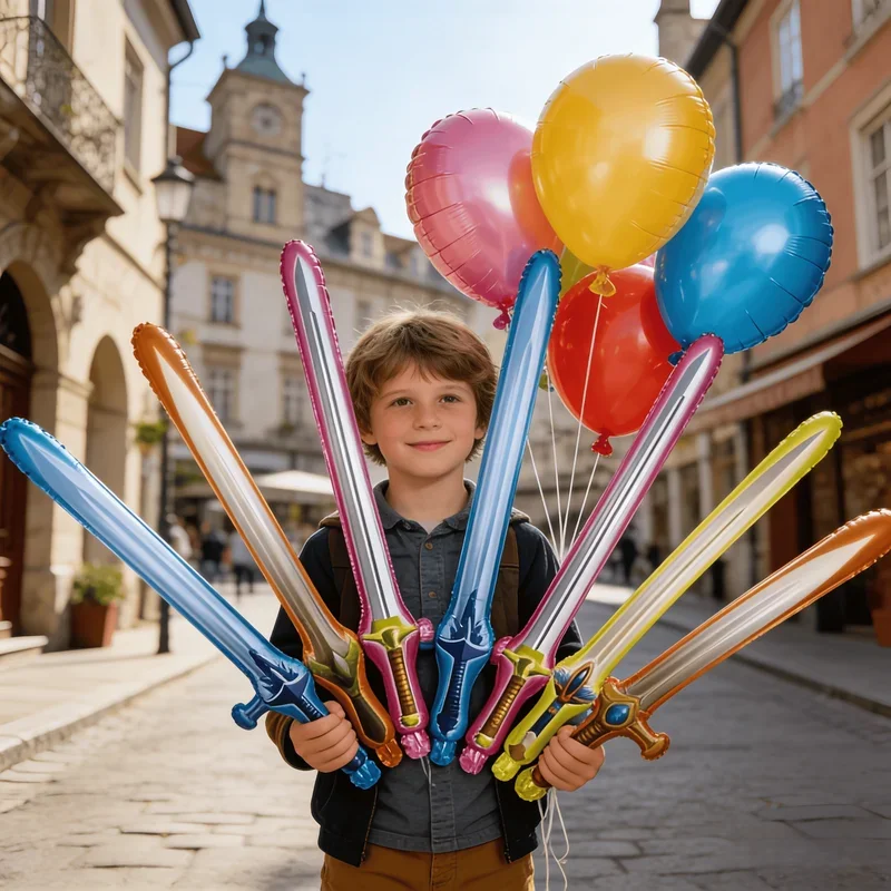 8 Stück Kreative Schwertförmige Ballons für Jungen in Verschiedenen Farben Festival-Party Verspielte Fotografie-Requisiten Set – Detail 1
