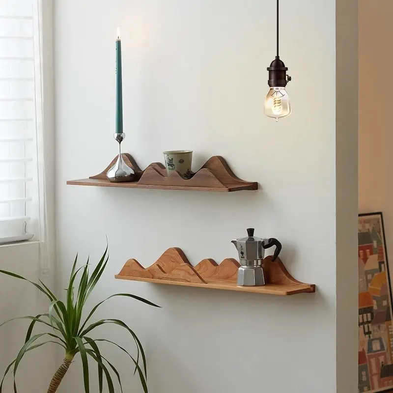 

Solid Wood Wall-mounted Storage Rack, Wall Decoration, One-way Shelf for Wall-mounted Bookshelf That Requires Drilling Holes