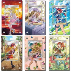 Pokemon Lillie Card Brick Erika Sonia Nurse Joy Caitlin PTCG Diy Acrylic Action Toy Figures Anime Game Collection Display Rack