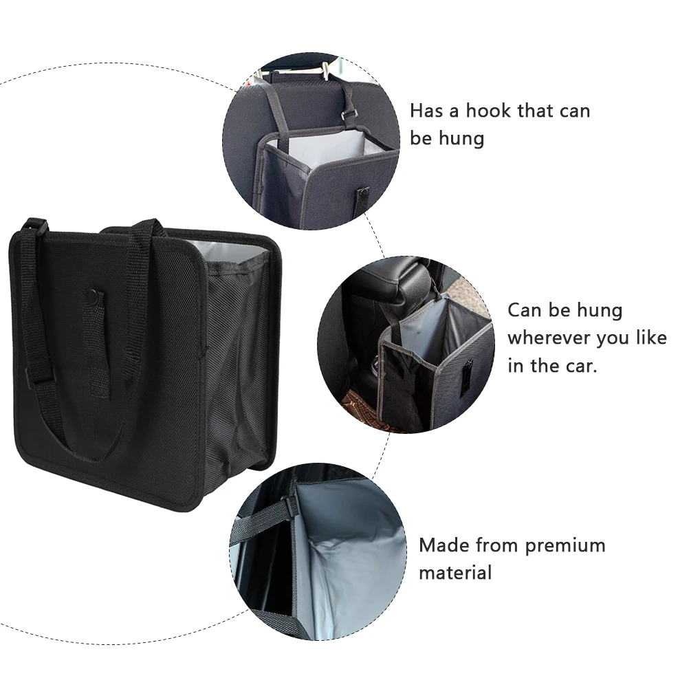 

Portable Car Trash Can Foldable Waste Bag Garbage Box For Car Travel Storage Container Keeps Clean ganized Polyester Material