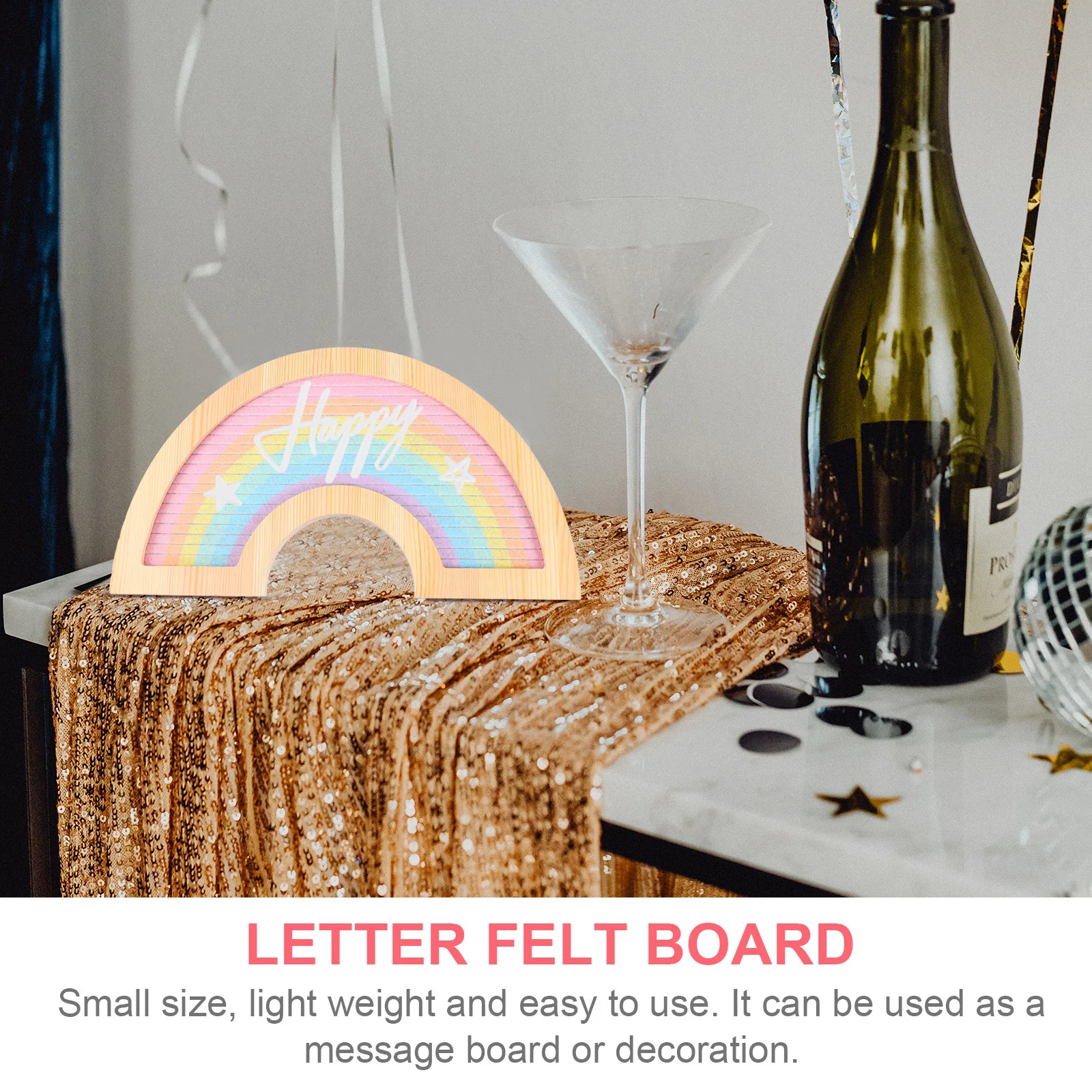 1 set 1 Set Rainbow Felt Letter Diy Message Board Lightweight Rustic Wood Frame Decorative Felt Board For Classroom Quotes