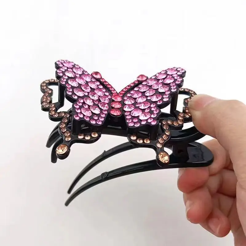 

Shiny Rhinestone Hairpin butterfly Flower Duckbill Hair Claws Retro Hair Clips For Women Shinning Ponytail Headwear Accessories