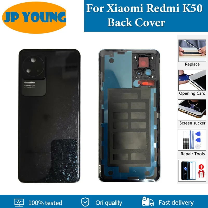 AAA+ quality Back Glass For Xiaomi Redmi K50 Back Cover Panel Rear Glass Housing Case For Xiaomi Redmi K50 Pro Back Door Replace