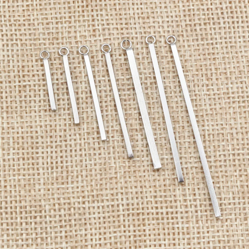 20pcs 10 15 20 25 30 35 40 50mm Stainless Steel Rectangular Straight Tube for Earrings Findings Jewelry Necklace Pendant Charms