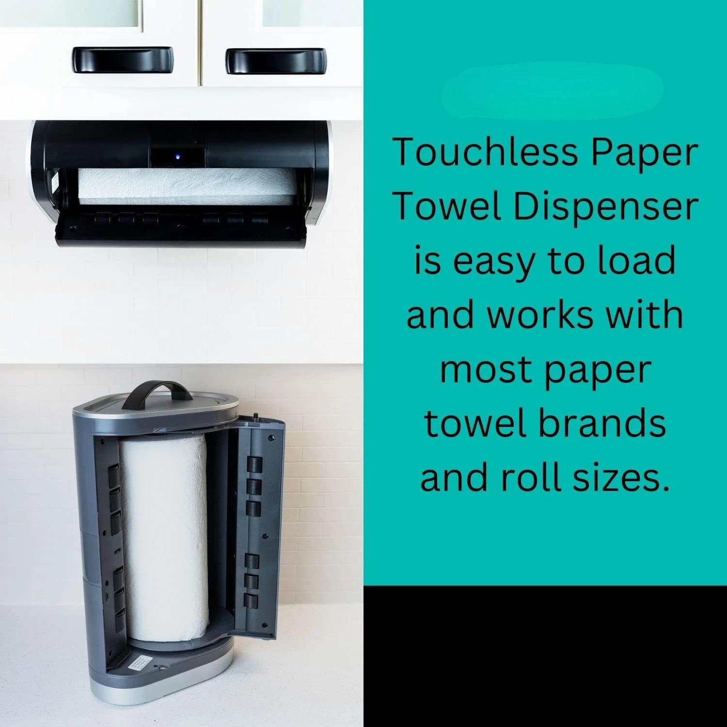

Automatic Paper Towel Dispenser. Touchless Technology. Works with Most Paper Towel Brands and Sizes. Grey, Under Cabinet Mounted
