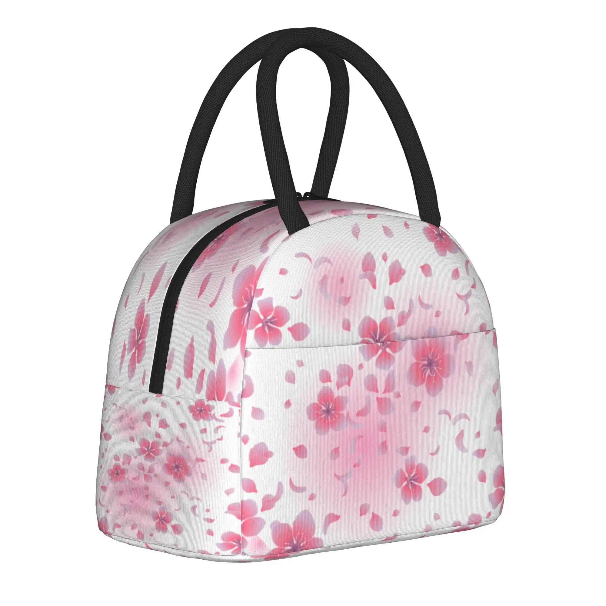 Japanese Sakura Cherry Blossom  Insulated Lunch Bags Cooler Bag Meal Container  Large Tote Lunch Box Girl Boy School  Travel
