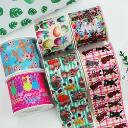 DIY Cartoon Easter Day Printed Grosgrain Ribbon For Craft Supplies Sewing Accessories 5 Yards, Planar Resins 10 Pieces. 51022
