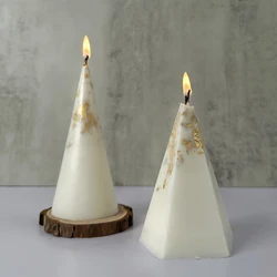 Cone Candle Silicone Mold Pyramid Ring Holder Jewelry Display Stand Plaster Resin Making Tools Mould Dinner Ornament Home Decor