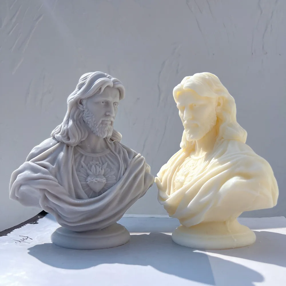 Gesù sacro cuore statua stampo in Silicone busto unico scultura cera di soia candela stampo mitologia greca decorazioni per la casa