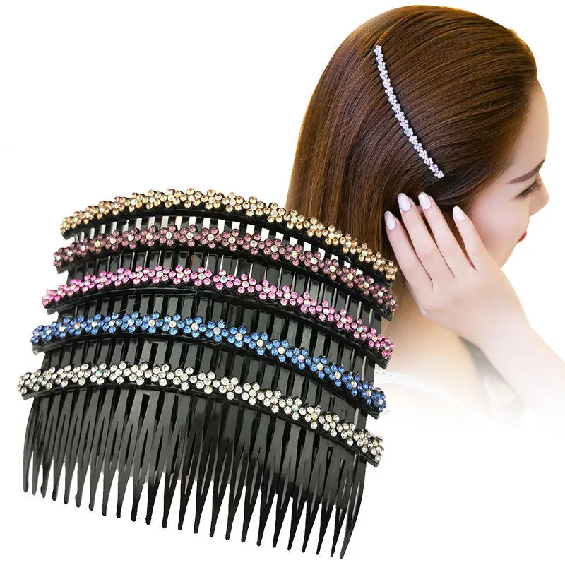 

Rhinestone Crystal Comb Clip Women Hair Accessories Bangs Clip Back Head Headdress Broken Hair Finishing Tools Hair Clip Hairpin