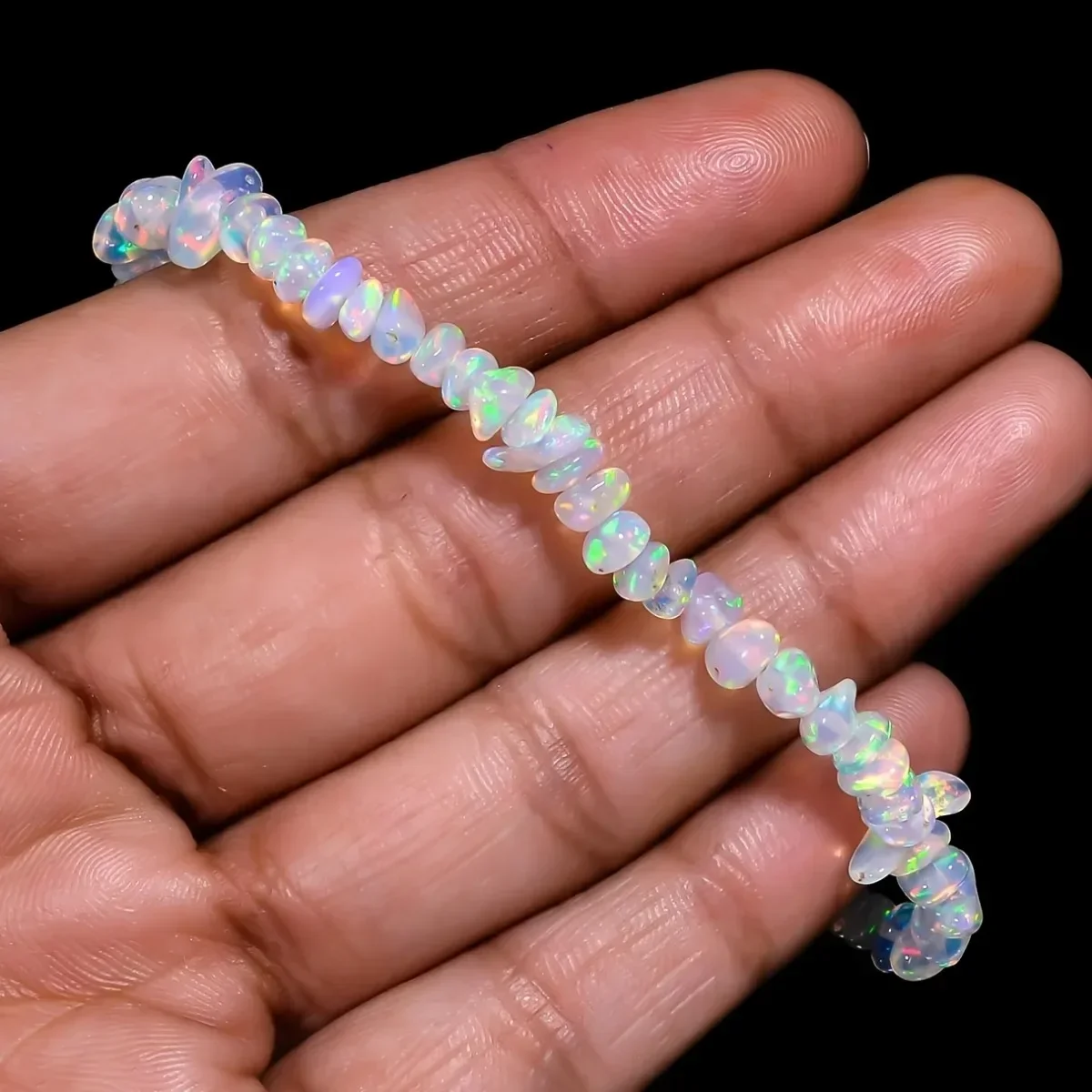 

AAA-grade opal bracelet, Ethiopian opal rough stone bracelet, polished opal beads, natural opal stretch bracelet