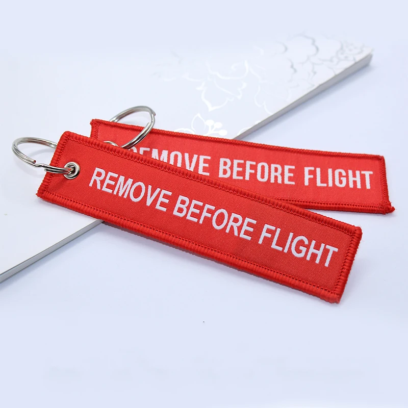 3 Pcs Aviation Embroidered Backpack Keychains Mobile Phone Remove Before Flight Keychain view 4