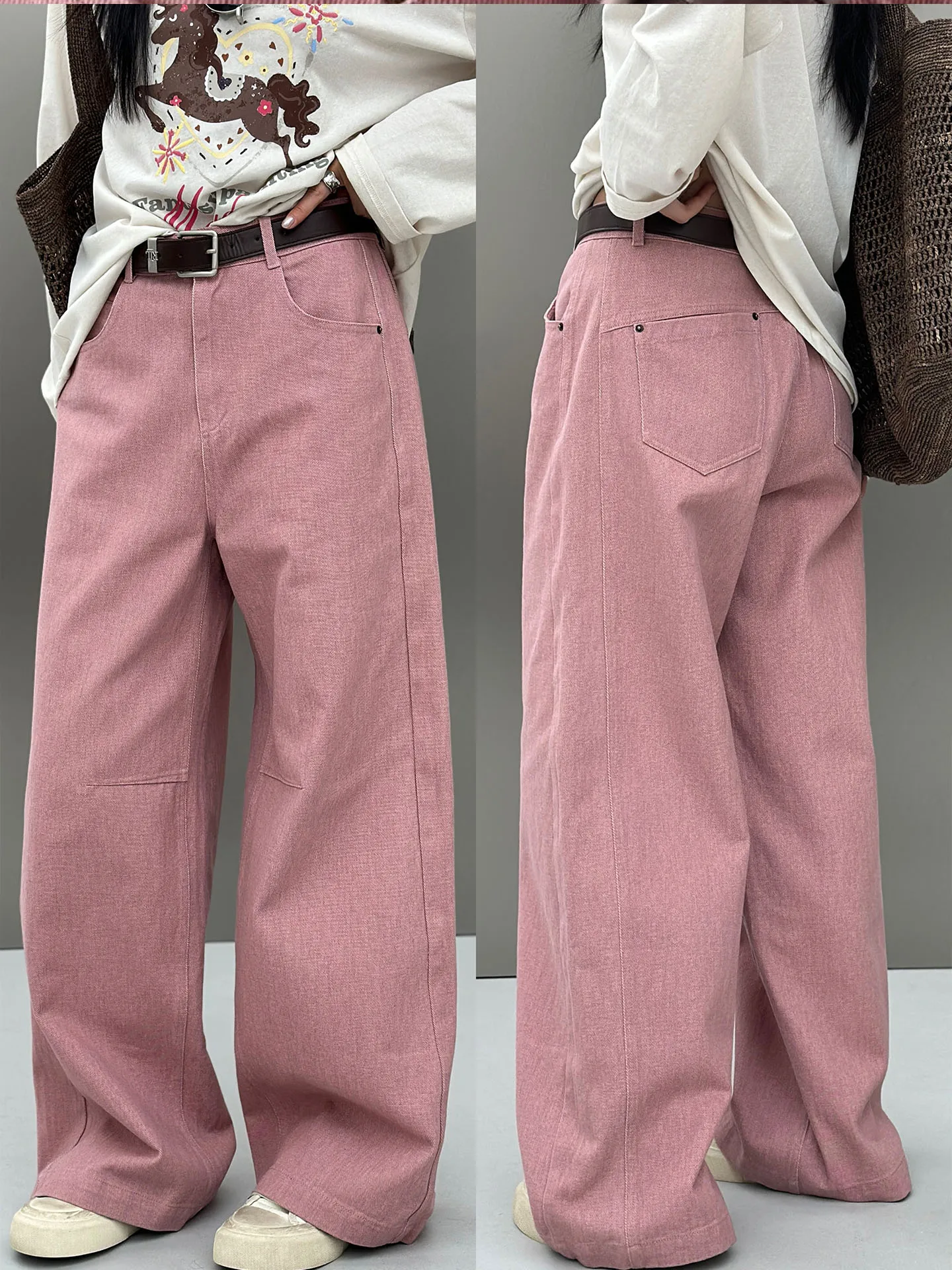 

Spring 2026 High Waist Wide Leg Jeans Women's Faionable Multi-Color Straight Cut Cotton Denim Pants Casual Wear