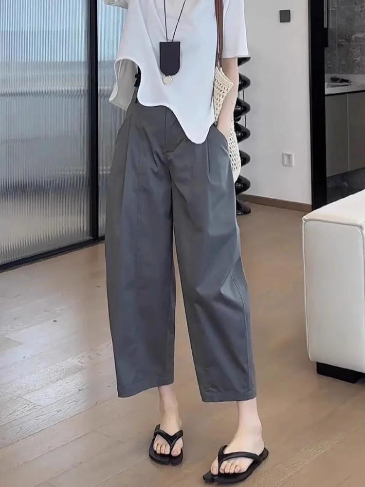 

ey Nine-Piece Scythe Pants Women Summer Thin Wide Leg Loose Slimming Drapey Harlan Carrot Pants Pear ape Bodycon