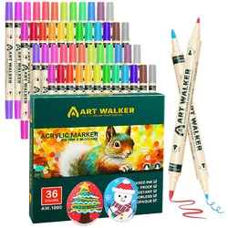 12-36 Colors Double Head Acrylic Paint Pens Markers Paint Markers For Rock Painting Wood Canvas Stone,Christmas Gift DIY Crafts