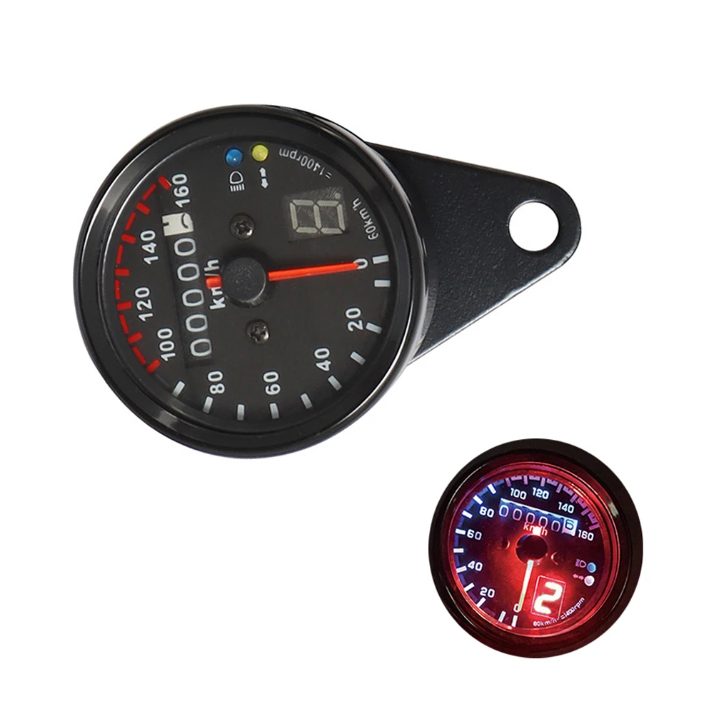 12V Motorcycle Speedometer Odometer LED Digital Indicator Dual Speed Meter Universal  For Cafe Racer