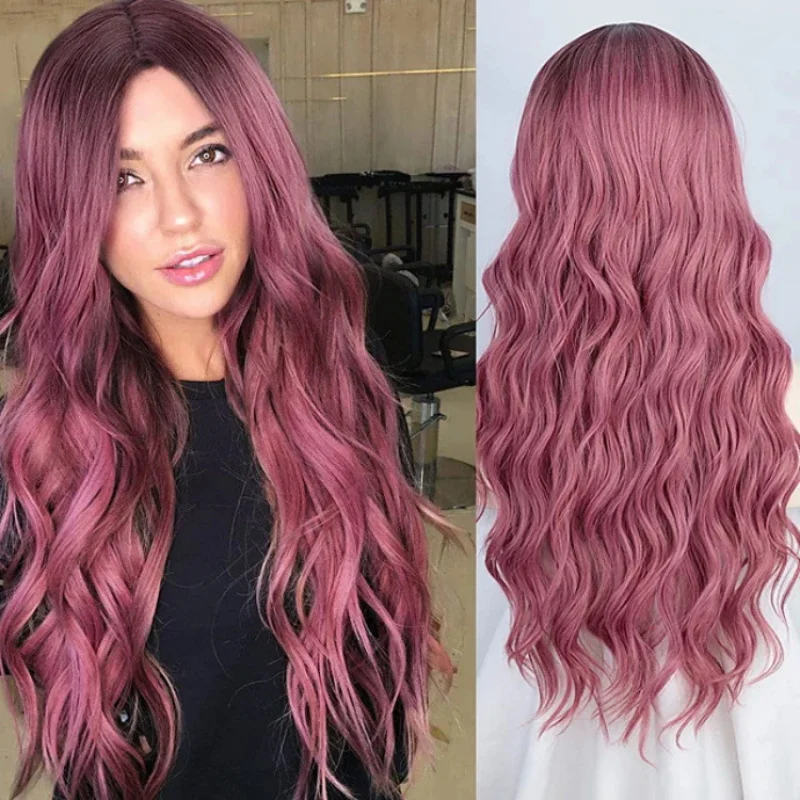 

European and American Style Women's Fashion Brown-Black Gradient Long Curly Hair