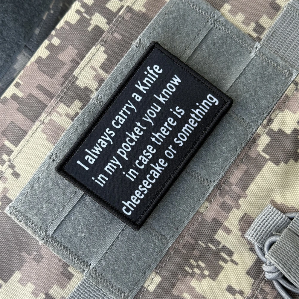 Patchs à crochets et boucles imprimés "I Carry A Knife EDC", pour vêtements, Badge de moral tactique, brassard militaire, sac à dos, autocollants appliqués