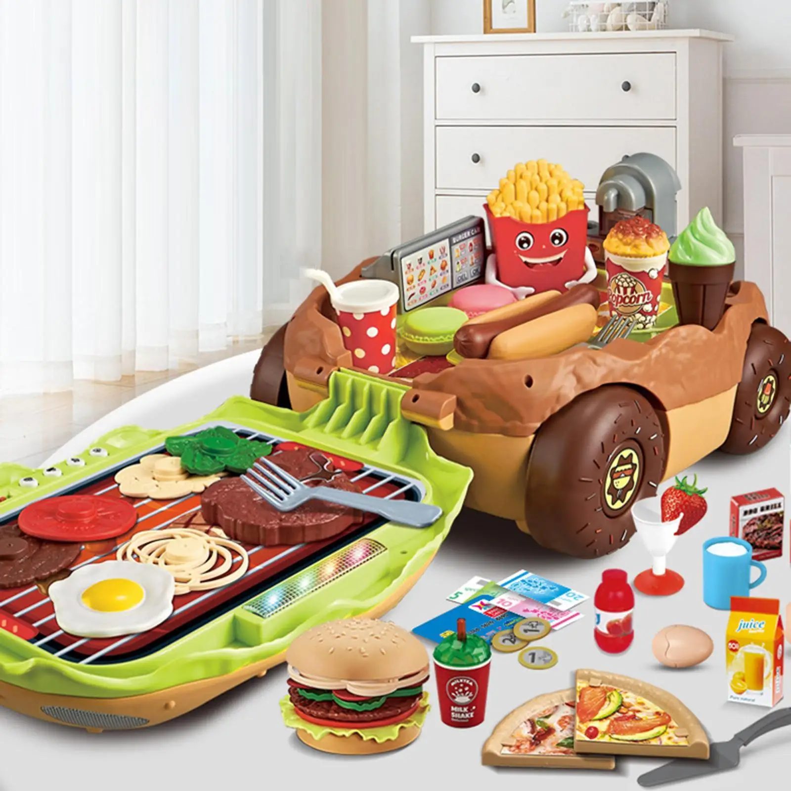 59 Pieces Burger Shop Toys Fast Food Play Set for 3 4 5+ Years Old Gifts