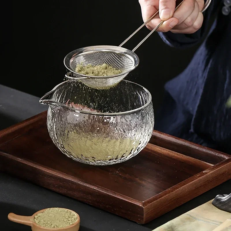 Juego de té Matcha de 4/7 Uds., batidor de bambú, cuchara de cristal, cuenco Matcha, herramientas tradicionales para hacer té hechas a mano para interiores, Kit Matcha japonés