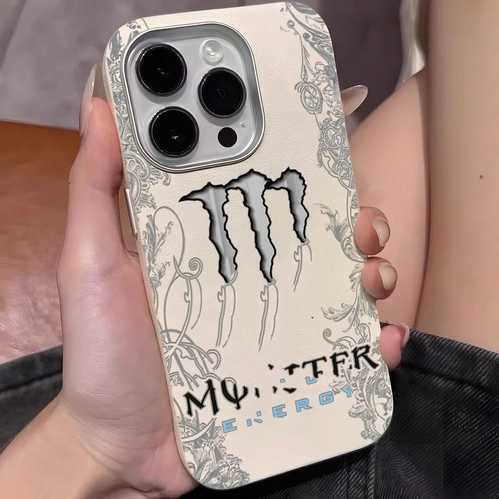 Aurbe Handyhülle für iPhone 17 16 15 14 13 12 11 Pro Max 16E Silberner Linsenrahmen Transparente Hülle M-Monster-E-Energys-S Cover