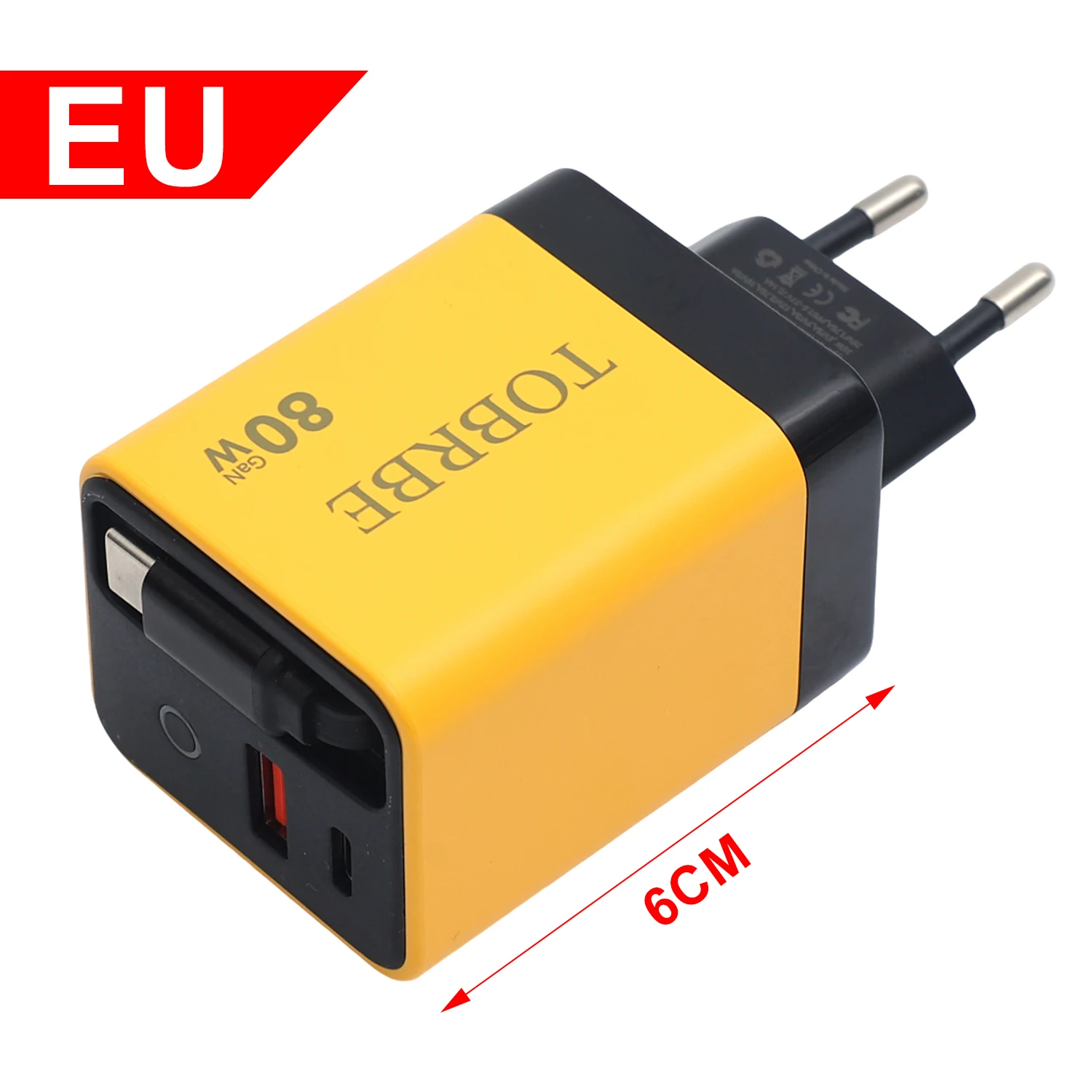 Зарядное устройство GaN USB C Max 80 Вт с выдвижным кабелем типа Быстрое зарядное для iPhone 17 16 15 Samsung Xiaomi Huawei Телефон Фото №6