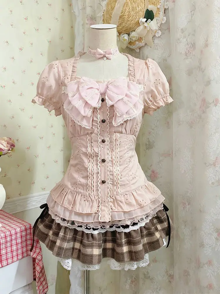 Sweet Dresses 3Piece Set Y2k 90s Crop Top Kawaii Sexy Harajuku Japanese Sling+Top+Mini Skirt lace Slim Summer Fashion Dress Chic
