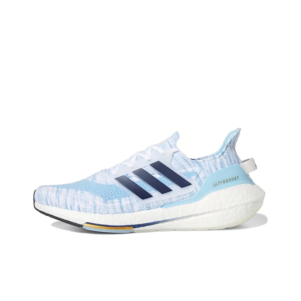 Original Adidas Ultra Boost 2021 White/Light Color Men's and Women Unisex Comfort Breath Running Sneakers Shoes GZ7120