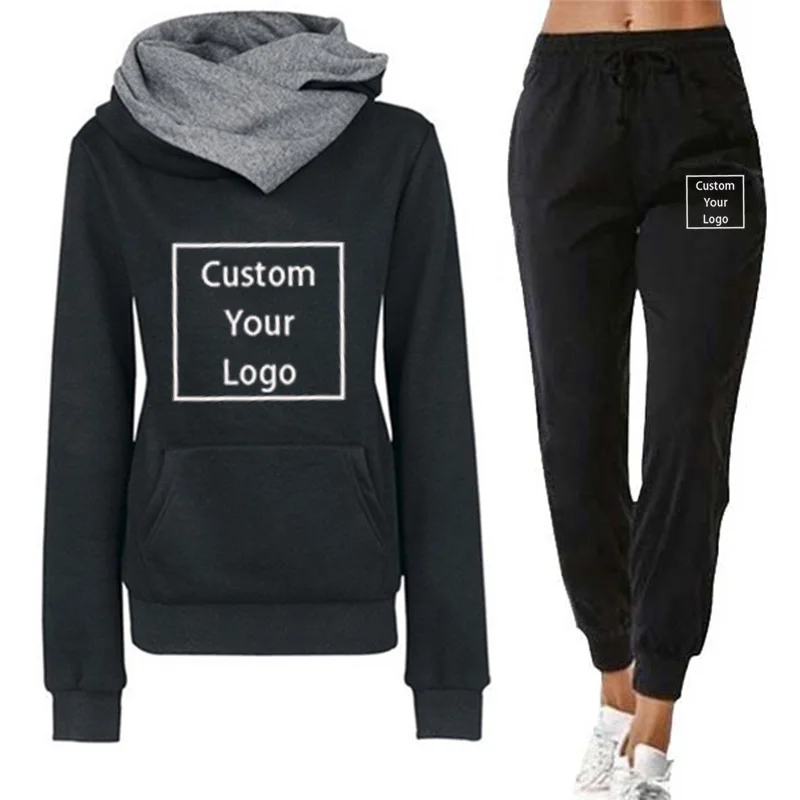 DIY Design Pattern Female Clothing Fall/Winter Casual Jogger Set Customize Your Logo Print Hoodie Sweatpants Women Tracksuit