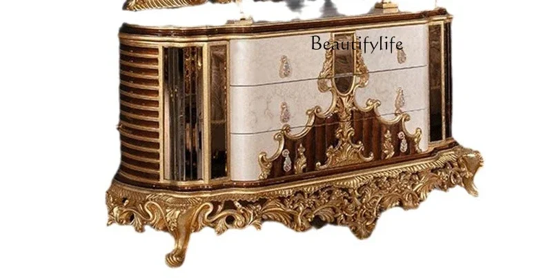 

Luxury Italian Court Style Gold Foil Dressing Table Bedroom Home Fashion Dressing Table Large Apartment Designer X