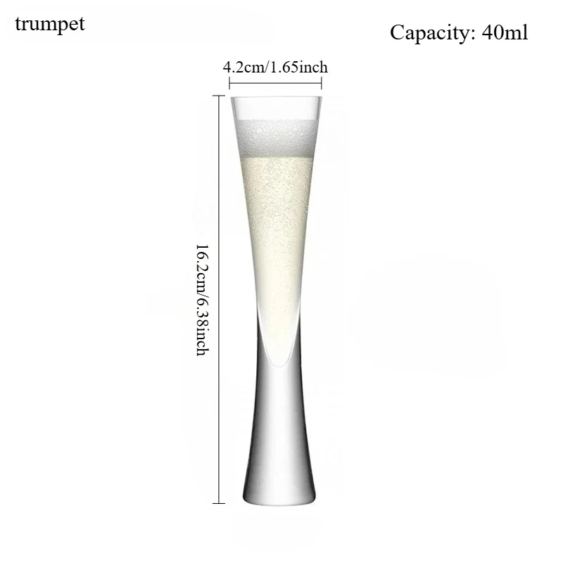 Glitter Handleless Champagne Glasses Clear Tulip Cocktails for Bar Party Wedding Bubbly Wine Glasses Gift Set 6