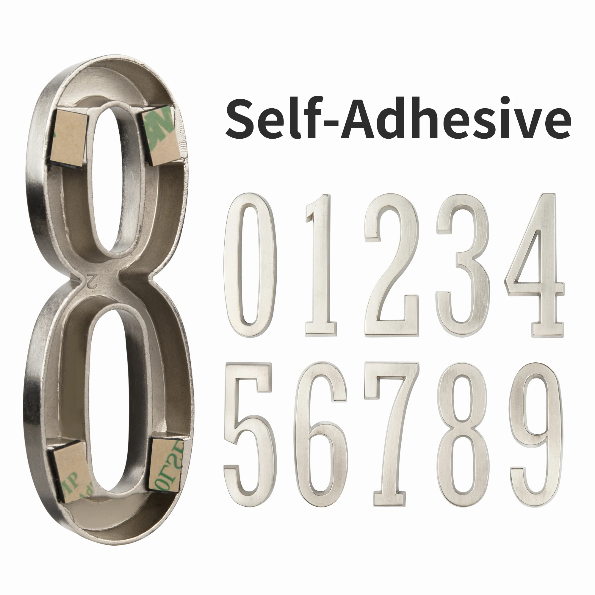 1 st 101mm Metalen Huisnummer Outdoor 4 inch Zelfklevende Nummers Zinklegering Appartement Deur Nummers Mailbox Stickers # 0-9